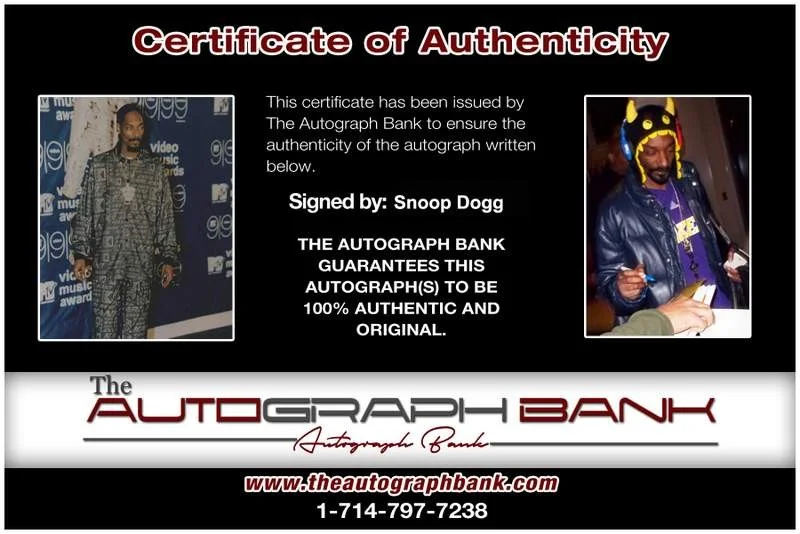 Snoop Dogg — Snoop Dogg Dog authentic signed rap 8x10 photo W/Certificate Autographed (A1106), image 2