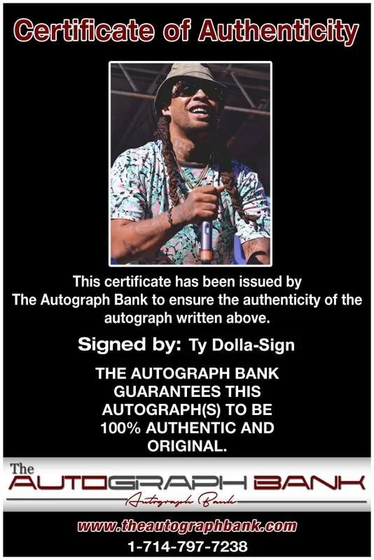 Ty Dolla Sign — Ty Dolla-Sign authentic signed rap 8x10 photo W/Certificate Autographed (A1184), image 2
