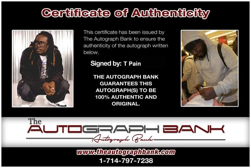 T-Pain — T Pain authentic signed rap 8x10 photo W/Certificate Autographed (A1141), image 2