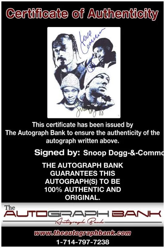 Snoop Dogg, Common — Snoop Dogg Dog Common signed rap 8x10 photo W/Certificate Autographed (A1101), изображение 2