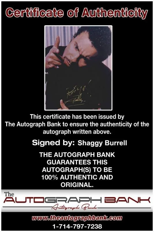 Shaggy — Shaggy Burrell authentic signed rap 8x10 photo W/Certificate Autographed (A1056), изображение 2