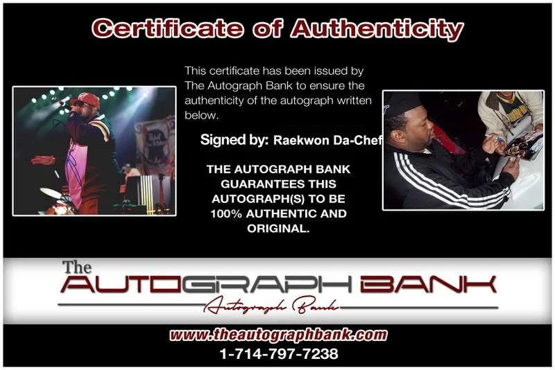 Raekwon Da Chef — Wu Tang Clan Raekwon signed rap 8x10 photo W/Certificate Autographed (A1012), изображение 2