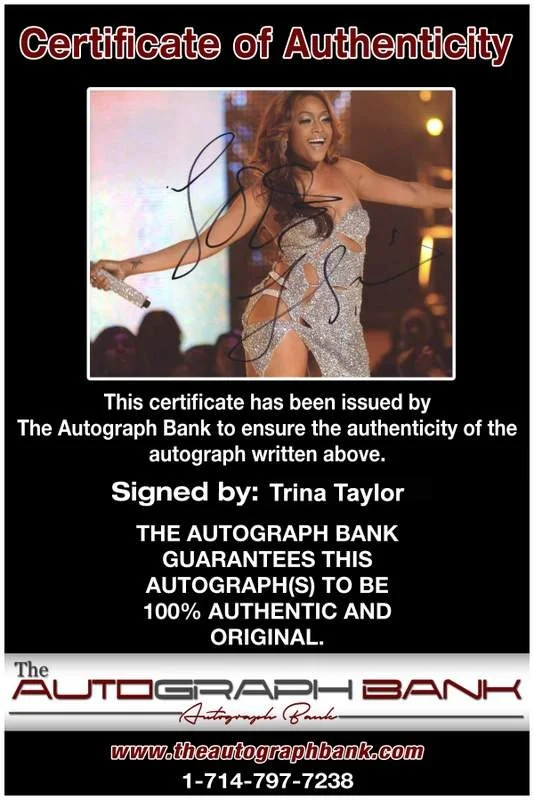 Trina Taylor — Trina Taylor authentic signed rap 8x10 photo W/Certificate Autographed (A1177), изображение 2
