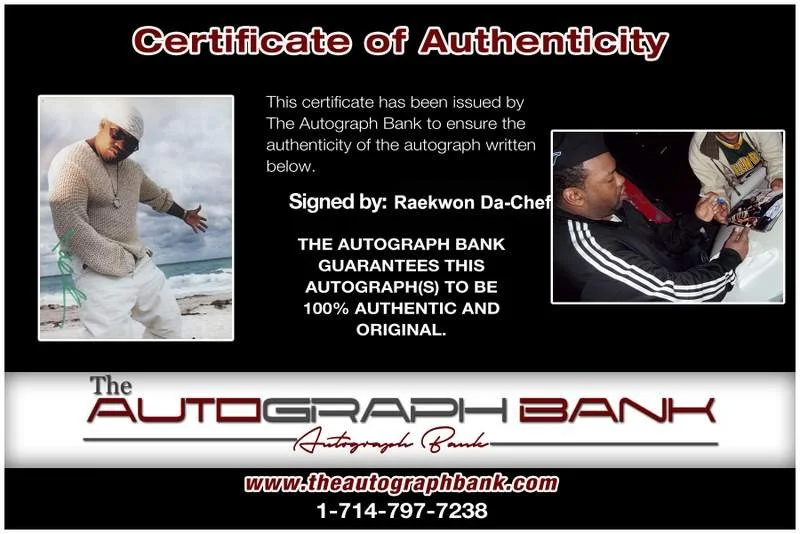 Raekwon Da Chef — Wu Tang Clan Raekwon signed rap 8x10 photo W/Certificate Autographed (A1020), image 2