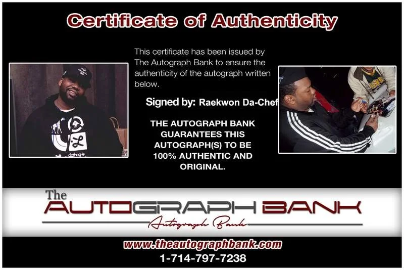 Raekwon Da Chef — Wu Tang Clan Raekwon signed rap 8x10 photo W/Certificate Autographed (A1028), image 2