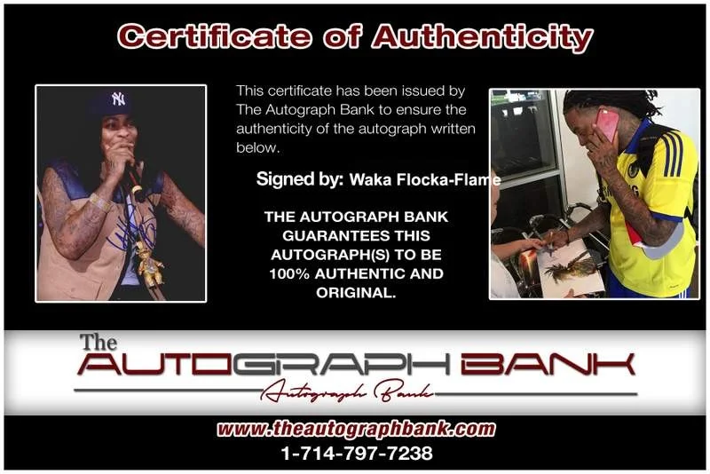 Waka Flocka Flame — Waka Flocka-Flame authentic signed rap 8x10 photo W/Certificate Autographed 1200, image 2