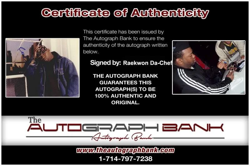 Raekwon Da Chef — Wu Tang Clan Raekwon signed rap 8x10 photo W/Certificate Autographed (A1027), изображение 2