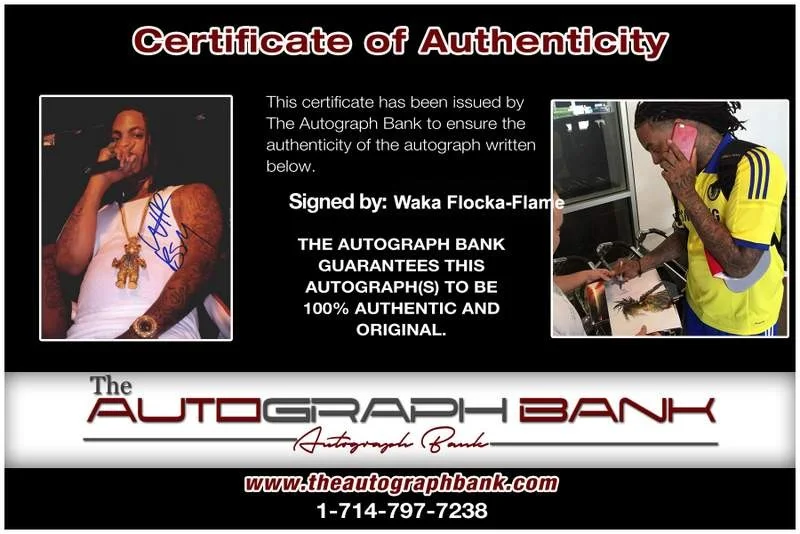 Waka Flocka Flame — Waka Flocka-Flame authentic signed rap 8x10 photo W/Certificate Autographed 1206, image 2
