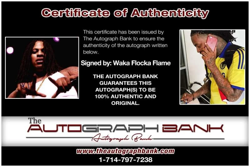 Waka Flocka — Waka Flocka Flame authentic signed rap 8x10 photo W/Cert Autographed A00268, image 2