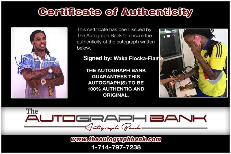 Waka Flocka Flame — Waka Flocka-Flame authentic signed rap 8x10 photo W/Certificate Autographed 1208, image 2