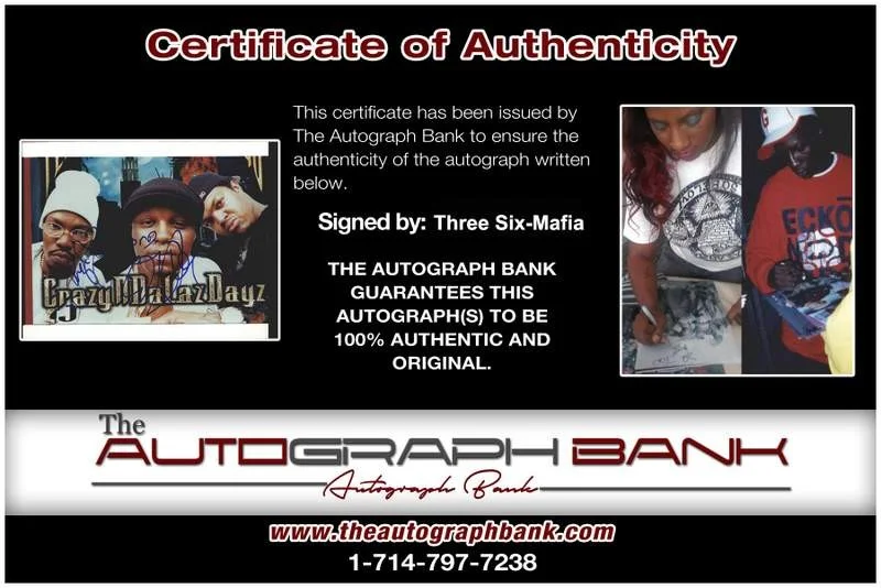 Three Six Mafia — Three Six Mafia authentic signed rap 8x10 photo W/Certificate Autographed A1169, изображение 2