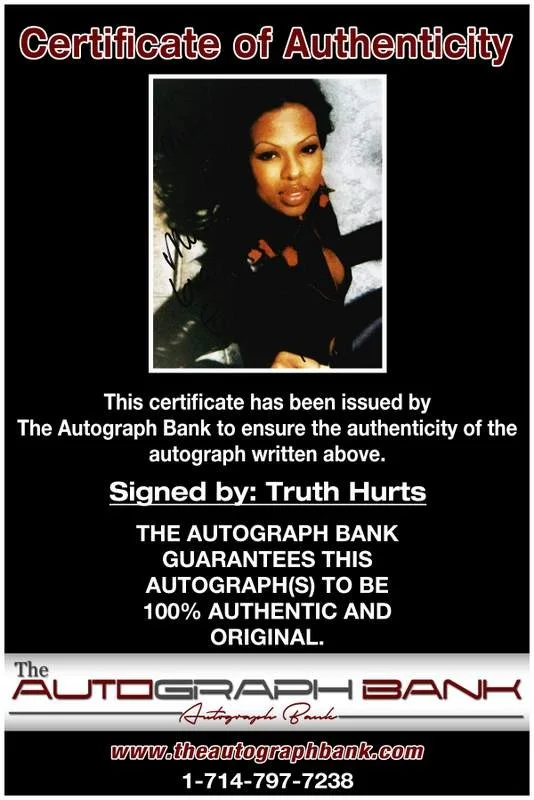 Truth Hurts — Truth Hurts authentic signed rap 8x10 photo W/Certificate Autographed (A00223), изображение 2
