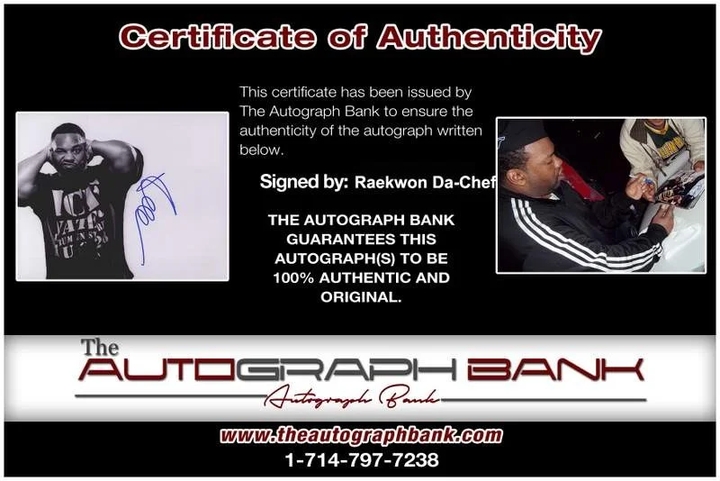 Raekwon Da Chef — Wu Tang Clan Raekwon signed rap 8x10 photo W/Certificate Autographed (A1029), изображение 2