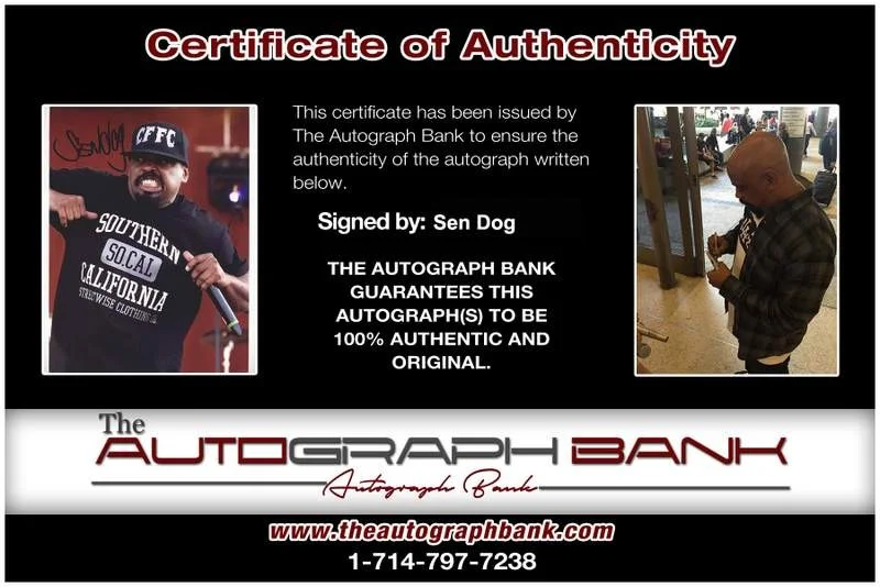 Sen Dog — Cypress Hill Sen Dog signed rap 8x10 photo W/Certificate Autographed (A1052), image 2