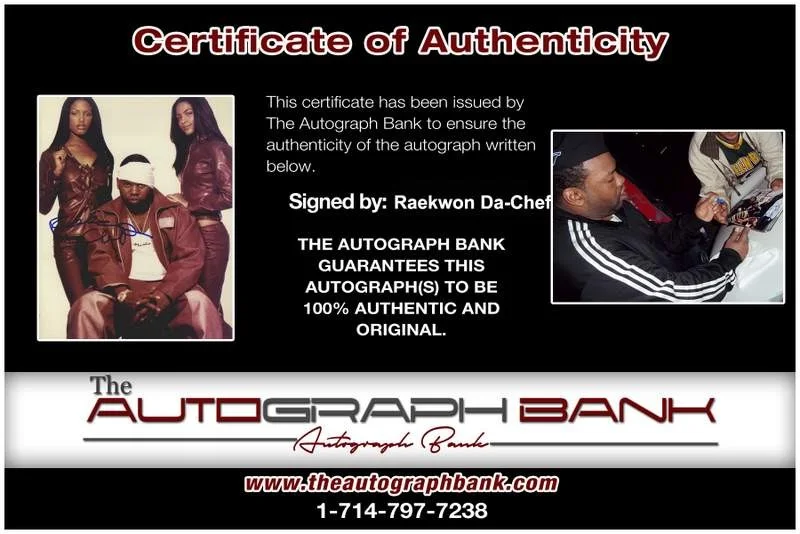 Raekwon Da Chef — Wu Tang Clan Raekwon signed rap 8x10 photo W/Certificate Autographed (A1026), image 2
