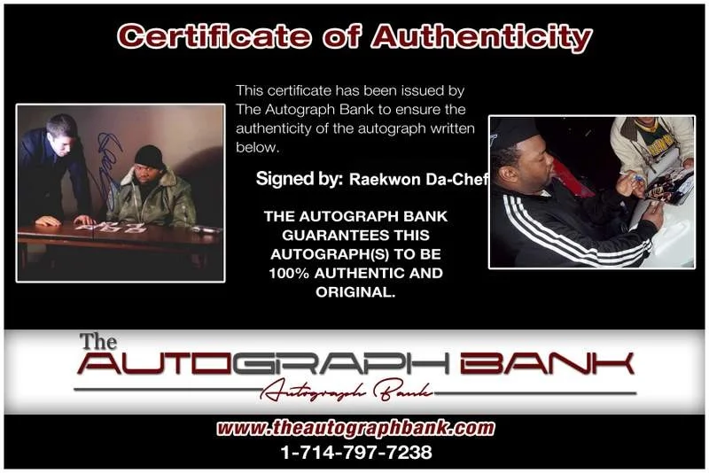 Raekwon Da Chef — Wu Tang Clan Raekwon signed rap 8x10 photo W/Certificate Autographed (A1014), изображение 2