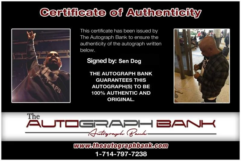 Sen Dog — Cypress Hill Sen Dog signed rap 8x10 photo W/Certificate Autographed (A1053), image 2