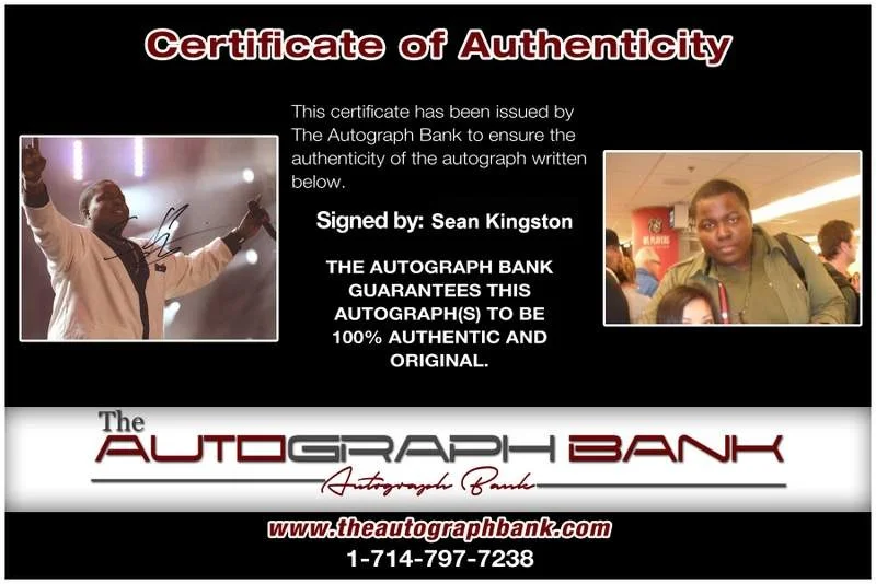 Sean Kingston — Sean Kingston authentic signed rap 8x10 photo W/Certificate Autographed (A1045), изображение 2