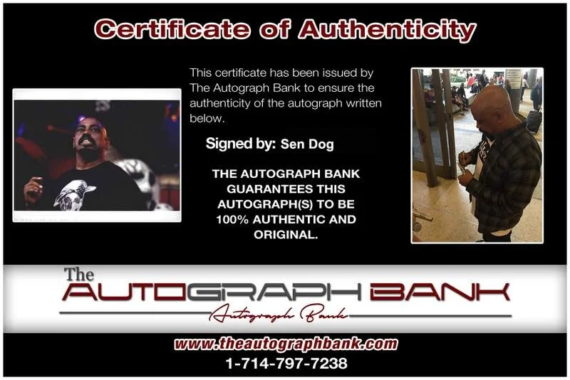 Sen Dog — Cypress Hill Sen Dog signed rap 8x10 photo W/Certificate Autographed (A1049), image 2