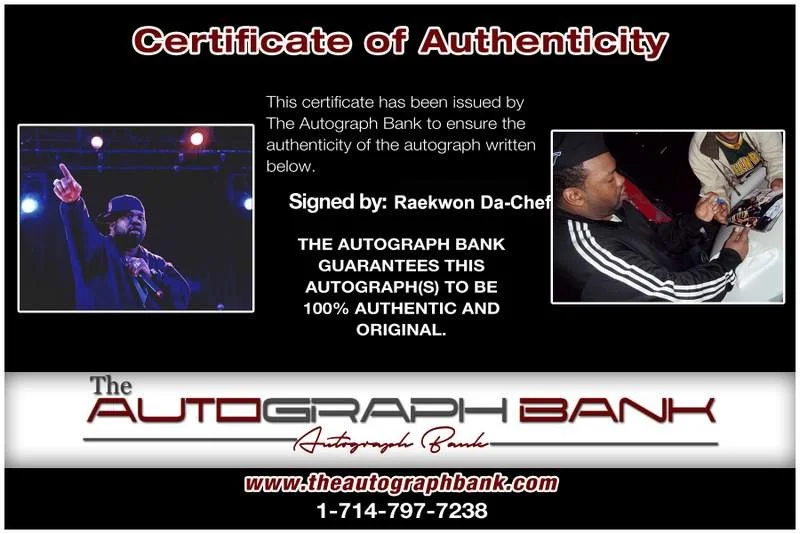 Raekwon Da Chef — Wu Tang Clan Raekwon signed rap 8x10 photo W/Certificate Autographed (A1022), изображение 2