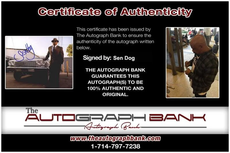 Sen Dog — Cypress Hill Sen Dog signed rap 8x10 photo W/Certificate Autographed (A1048), image 2