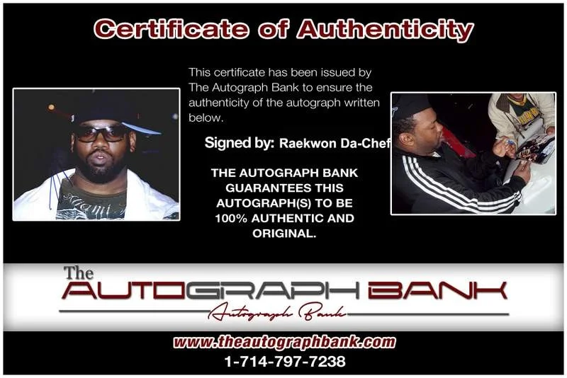 Raekwon Da Chef — Wu Tang Clan Raekwon signed rap 8x10 photo W/Certificate Autographed (A1033), изображение 2