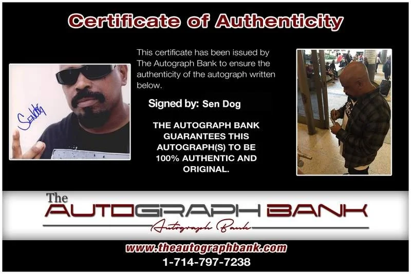 Sen Dog — Cypress Hill Sen Dog signed rap 8x10 photo W/Certificate Autographed (A1047), image 2