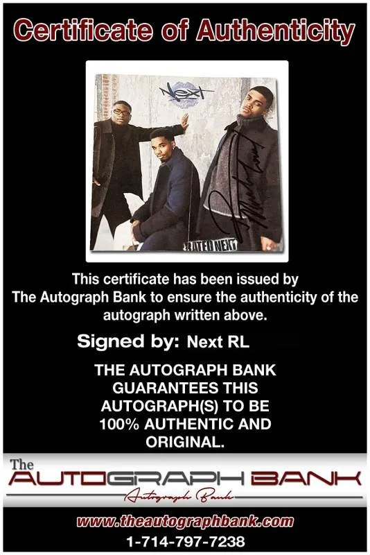RL — Next Rl authentic signed Rated Next CD booklet W/Certificate Autographed, image 2