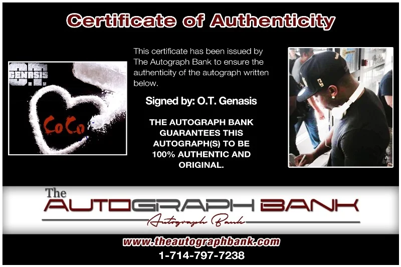 OT Genasis — OT Genasis authentic signed RAPPER 8x10 photo W/ Certificate Autographed (26-d), image 2