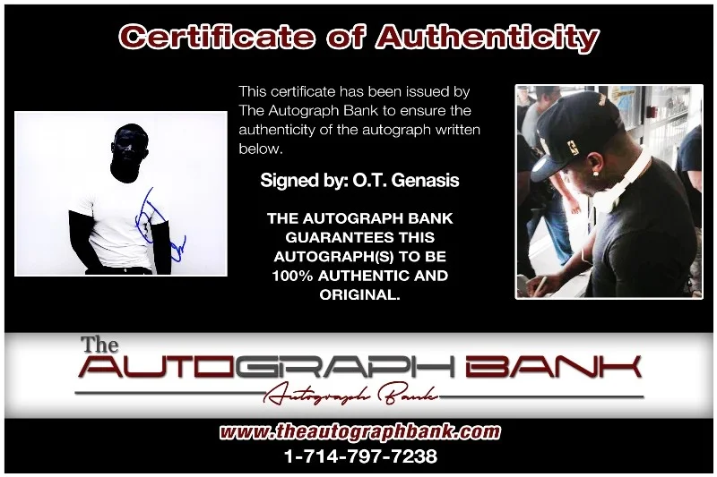 OT Genasis — OT Genasis authentic signed RAPPER 8x10 photo W/ Certificate Autographed (26-e), image 2