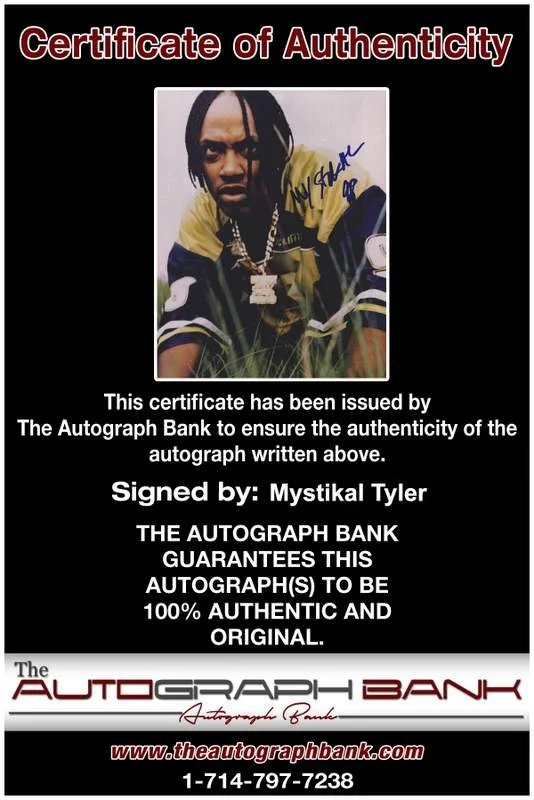 Mystikal Tyler — No Limit Mystikal authentic signed rap 8x10 photo W/Certificate Autographed 0979, image 2