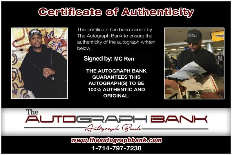 Mc Ren — NWA Mc Ren authentic signed rap 8x10 photo W/Certificate Autographed (A0914), изображение 2
