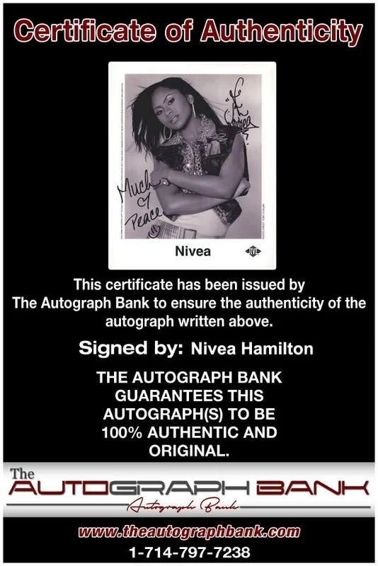 Nivea Hamilton — Nivea Hamilton authentic signed rap 8x10 photo W/Certificate Autographed (A0995), image 2