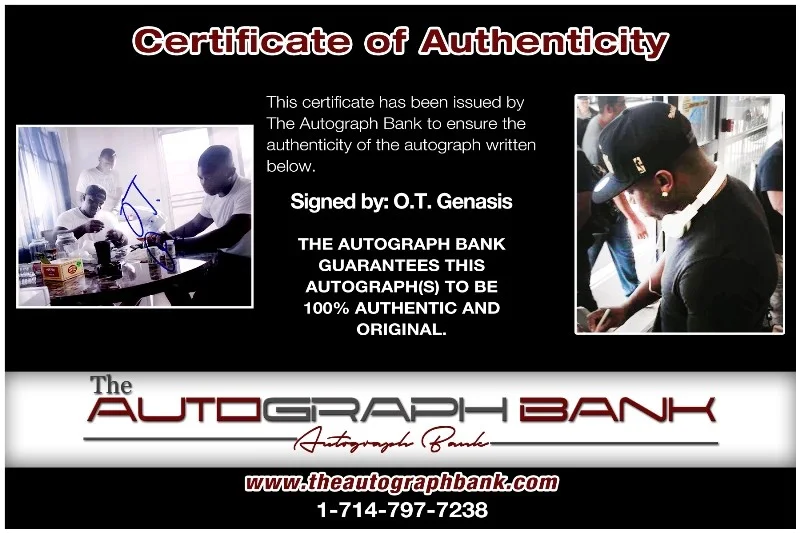 OT Genasis — OT Genasis authentic signed RAPPER 8x10 photo W/ Certificate Autographed (26-g), image 2