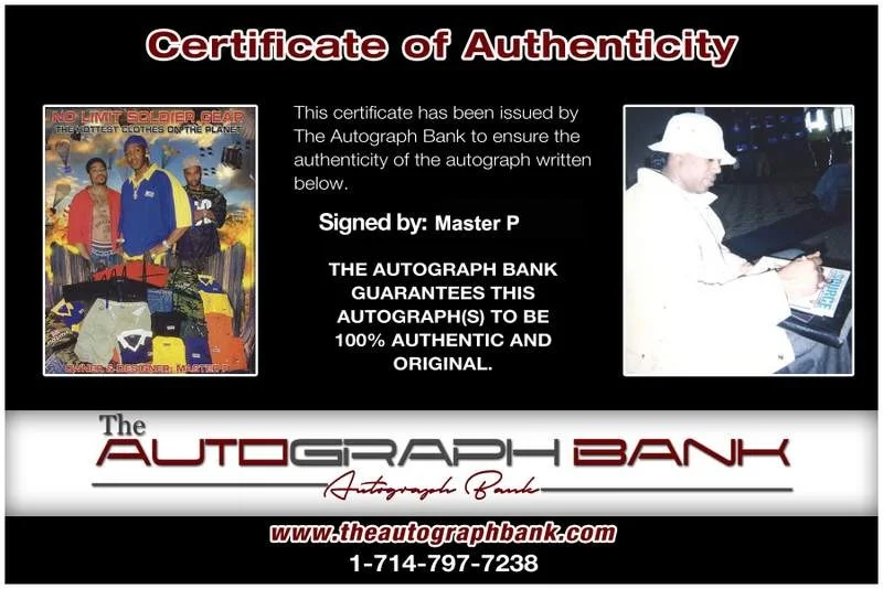 Master P — No Limit Records Master P Signed rap 8x10 magazine page W/Cert Autographed A27, image 2