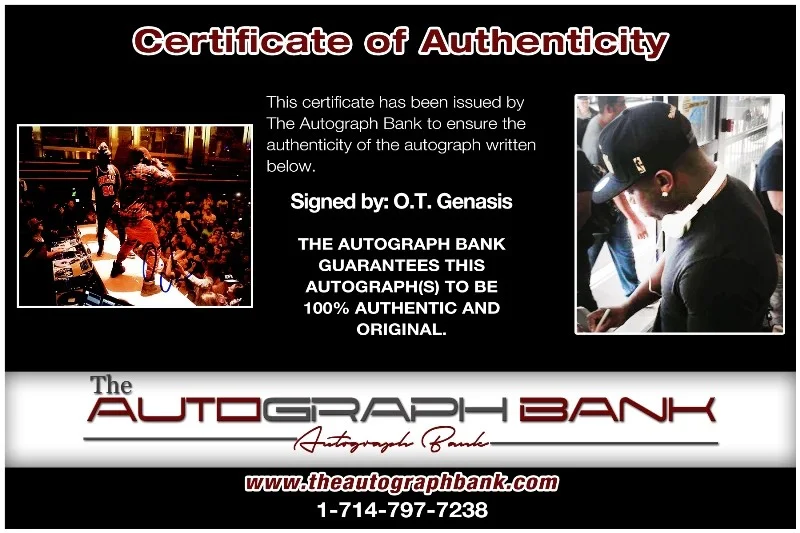 OT Genasis — OT Genasis authentic signed RAPPER 8x10 photo W/ Certificate Autographed (26-l), image 2