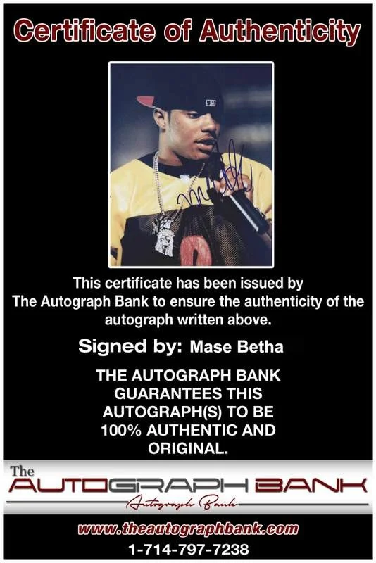 Mase Betha — Bad Boy Mase Betha authentic signed rap 8x10 photo W/Certificate Autographed 898, image 2