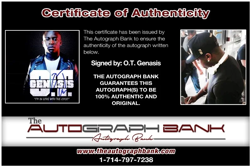 OT Genasis — OT Genasis authentic signed RAPPER 8x10 photo W/ Certificate Autographed (26-h), изображение 2