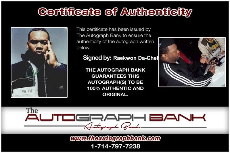 Raekwon Da Chef — Wu Tang Clan Raekwon signed rap 8x10 photo W/Certificate Autographed (A1017), изображение 2