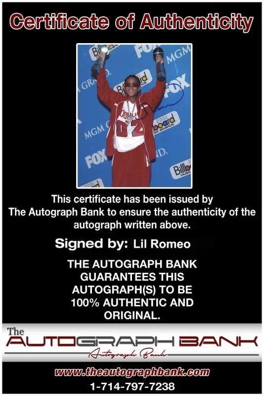 Lil Romeo — No Limit Lil Romeo authentic signed rap 8x10 photo W/Certificate Autographed 871, изображение 2