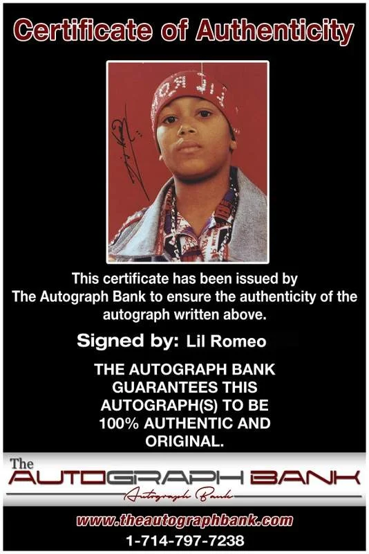 Lil Romeo — No Limit Lil Romeo authentic signed rap 8x10 photo W/Certificate Autographed 868, изображение 2