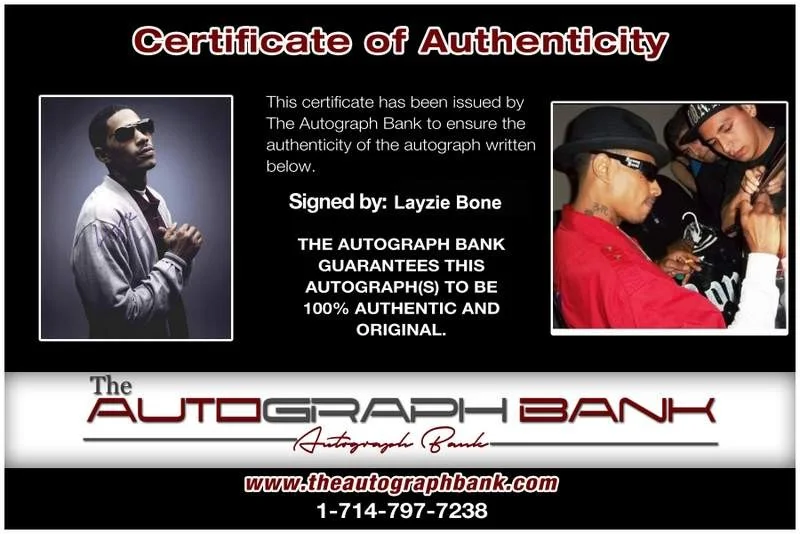Layzie Bone — Layzie Bone Thugs N Harmony signed rap 8x10 photo W/Cert Autographed (A0824), изображение 2