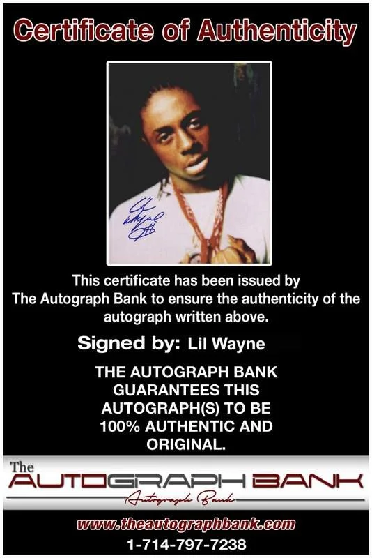 Lil Wayne — Hot Boy Lil Wayne Weezy signed rap 8x10 photo W/Certificate Autographed (A0875), image 2