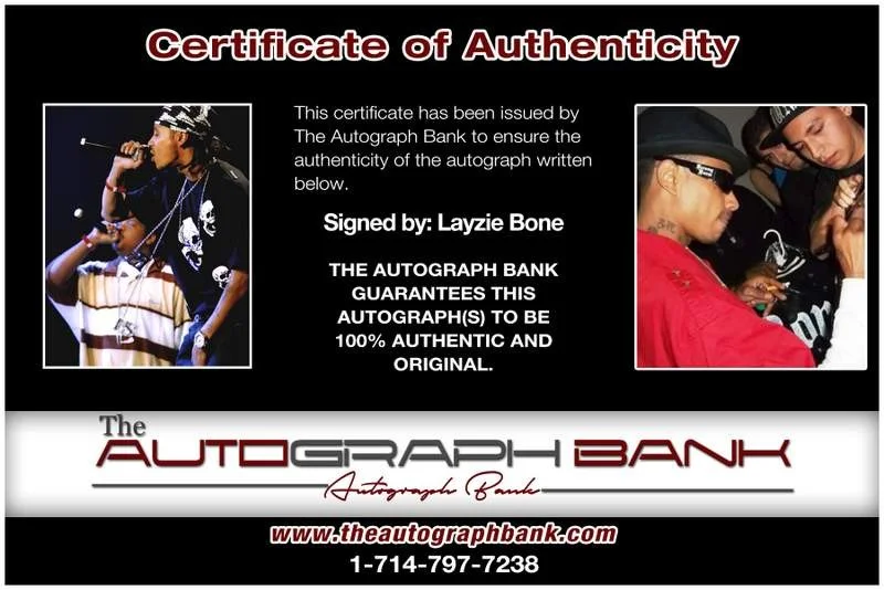 Layzie Bone — Bone Thugs N Harmony Layzie Bone authentic signed 8x10 photo |CERT A00646, image 2