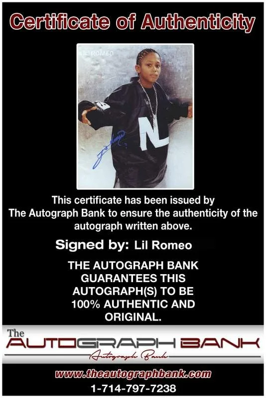 Lil Romeo — No Limit Lil Romeo authentic signed rap 8x10 photo W/Certificate Autographed 872, изображение 2