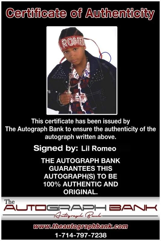 Lil Romeo — No Limit Lil Romeo authentic signed rap 8x10 photo W/Certificate Autographed 870, изображение 2