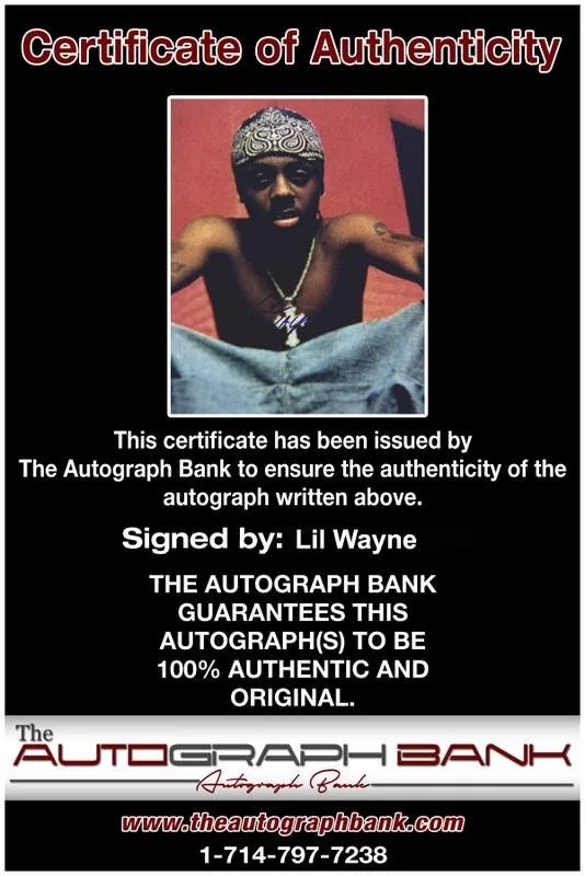 Lil Wayne — Hot Boy Lil Wayne Weezy signed rap 8x10 photo W/Certificate Autographed (A0876), изображение 2