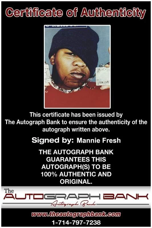 Mannie Fresh — Cash Money Mannie Fresh signed rap 8x10 photo W/Certificate Autographed (A0894), изображение 2