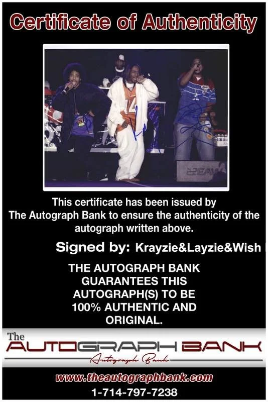 Krayzie, Layzie, Wish Bone — Krayzie Layzie Wish Bone Thugs N Harmony signed 8x10 photo W/Cert Autograph 0672, image 2