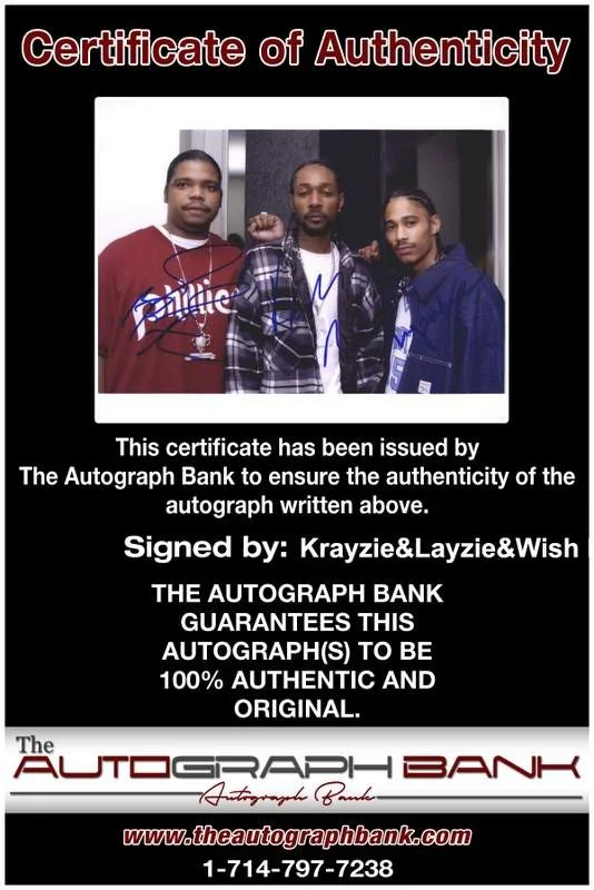 Krayzie, Layzie, Wish Bone — Krayzie Layzie Wish Bone Thugs N Harmony signed 8x10 photo W/Cert Autograph 0674, изображение 2
